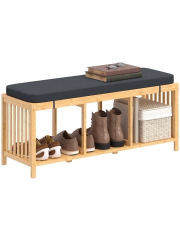 HOMCOM Schuhbank in Naturholz 102L x 33B x 45H cm
