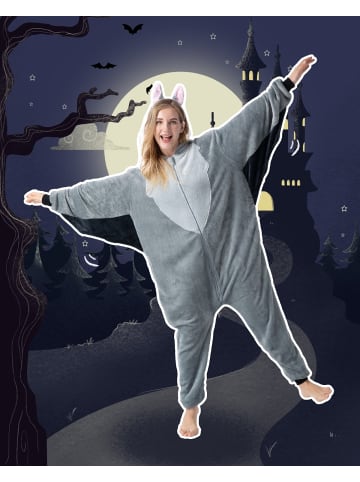 Corimori Corimori Fledermaus-Kostüm Onesie Anzug für Erwachsene Damen Herren Halloween Karneval in Anthrazit