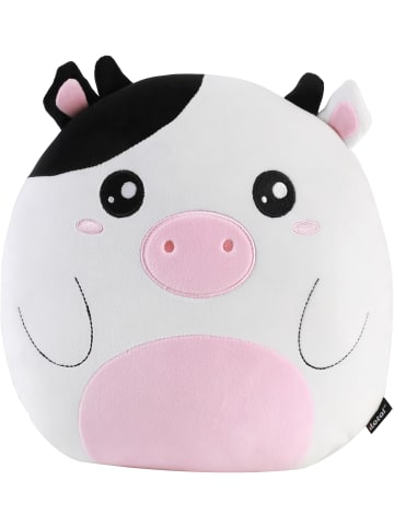 i-Total Dekokissen für Kinder/Wohnzimmer, Flauschiges Stoffkissen in Form Kuh