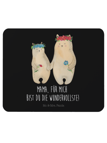 Mr. & Mrs. Panda Mauspad Bären mit Blumenkranz mit Spruch in Schwarz