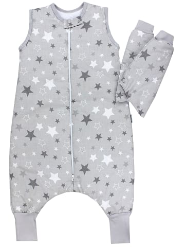 TupTam Winterschlafsack mit Armen Beinen in grau/weiß