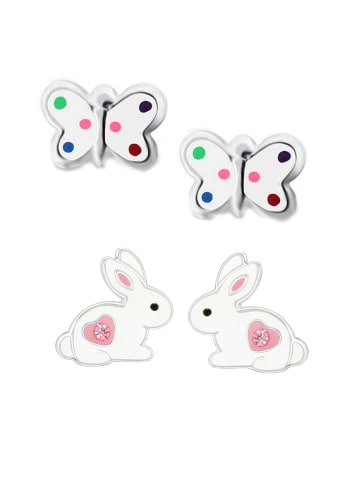 schmuck23 Ohrstecker Set Hase und Schmetterling 925 Silber