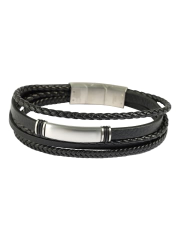 Adeliás Herren Armband – Lederarmband aus Leder 21 cm in schwarz
