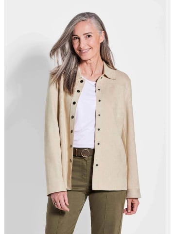 GOLDNER Hemdjacke Leichte Damenjacke in Velourslederoptik in beige