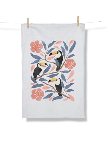 GreenBomb Tea Towel Tucan Flower in Weiß