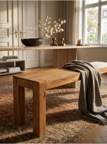 KADIMA DESIGN Sitzbank Akazie | Massivholz, 140x45x35cm, Naturprodukt in Beige