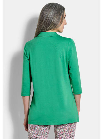 GOLDNER Kurzgröße:  Elegantes Blusenshirt mit Biesen in grün