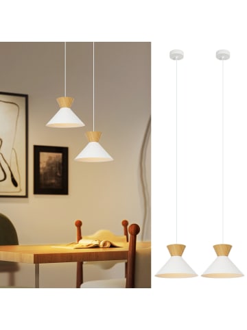 ZMH 2er-Set Pendelleuchte 1-flammige E27 in Weiß Fächerform B 20cm