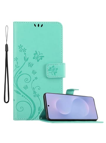 cadorabo Hülle für Samsung Galaxy S25 Edge Blumen Design in Floral Türkis