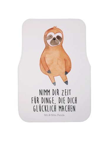 Mr. & Mrs. Panda Fußmatte Auto Faultier Zufrieden mit Spruch in Weiß