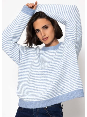 SASSYCLASSY Gestreifter Pullover in Hellbau