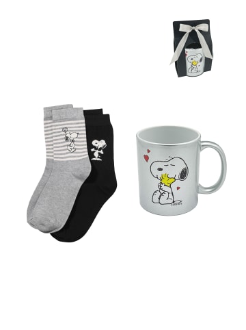ONOMATO! 2er-Set: Socken und Tasse Peanuts Geschenk-Set in Silber