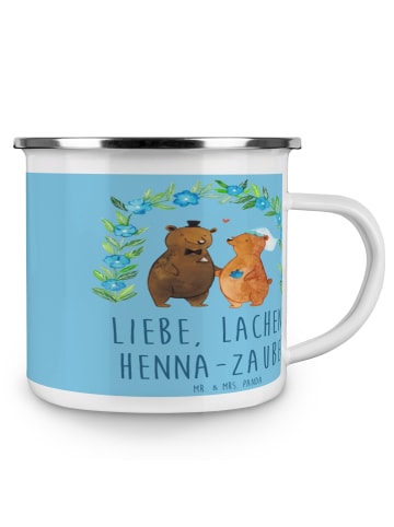 Mr. & Mrs. Panda Emaille Tasse Henna-Abend Magie mit Spruch in Sky Blue
