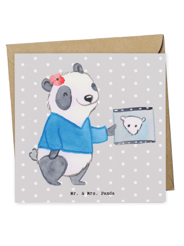 Mr. & Mrs. Panda Deluxe Karte Neurologin Herz ohne Spruch in Grau Pastell