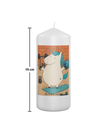 Mr. & Mrs. Panda Weihnachtskerze Einhorn Fitness Design ohne Spruch in Weiß
