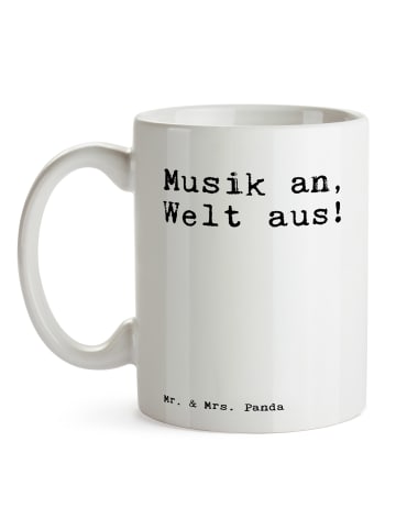 Mr. & Mrs. Panda Becher Musik an, Welt aus!... mit Spruch in Weiß