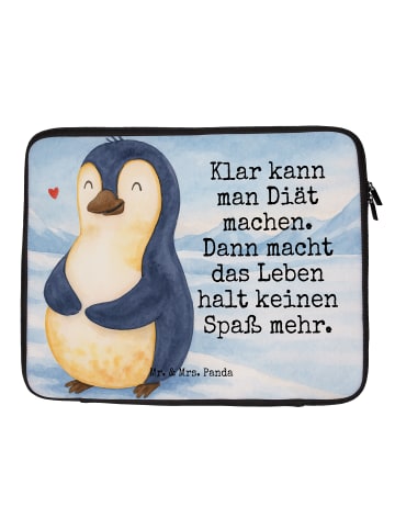 Mr. & Mrs. Panda Laptop Tasche Pinguin Diät Design mit Spruch in Weiß
