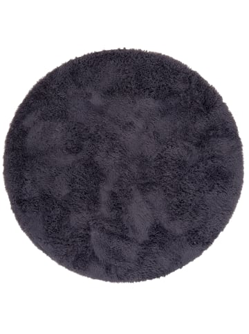 Pergamon Hochflor Shaggy Teppich Fluffy Rund in Anthrazit