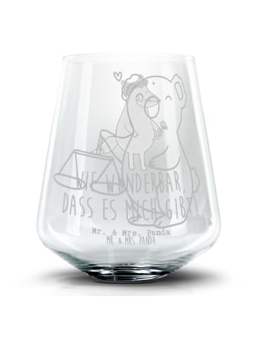 Mr. & Mrs. Panda Blümchentail Glas Waage Astrologie ohne Spruch in Transparent