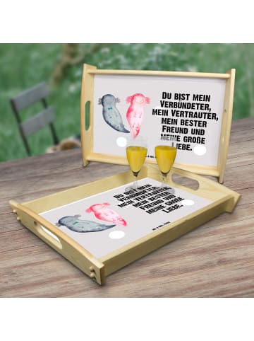 Mr. & Mrs. Panda Tablett Axolotl Freundin mit Spruch in Grau Pastell