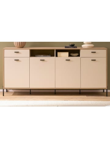 Furn.Design Wohnwand in kaschmir und Eiche 320 cm 2-teilig, Wohnkombination mit Soft-Close