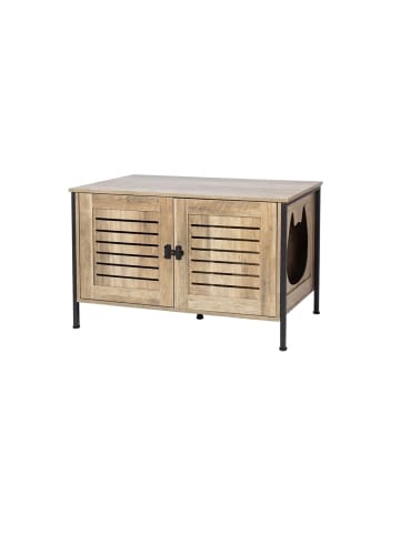 relaxdays Katzenschrank in Hellbraun/ Schwarz - (B)80 x (H)50,5 x (T)45 cm