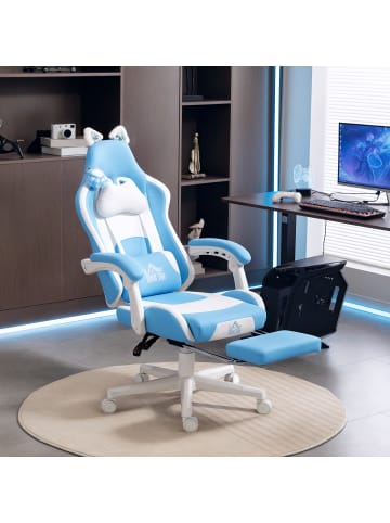 HOMCOM Gaming-Stuhl-65L x 62B x 116-124H cm-Hellblau