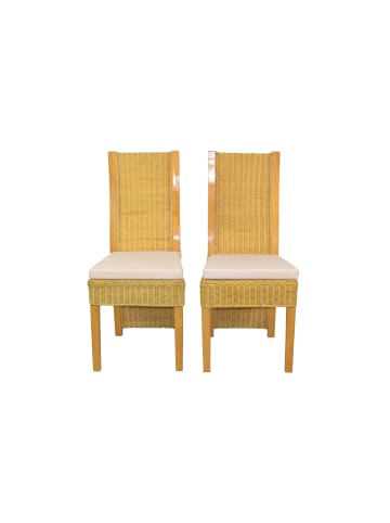 möbel-direkt Rattanstuhl 2er-Set mit Sitzkissen in beige
