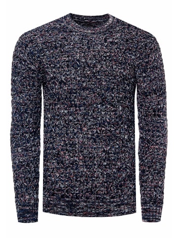 Rusty Neal Schwerer Kontrast Grobstrick Rundhals-Pullover in Indigo