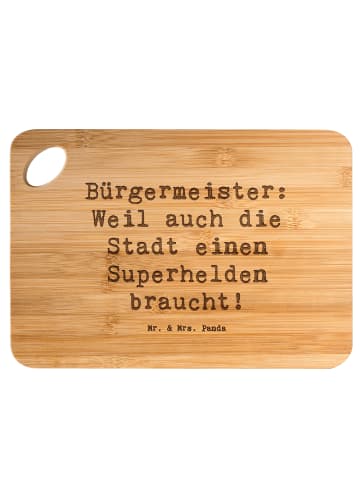 Mr. & Mrs. Panda Hackbrett Spruch Bürgermeister Superheld mit Sp... in Braun