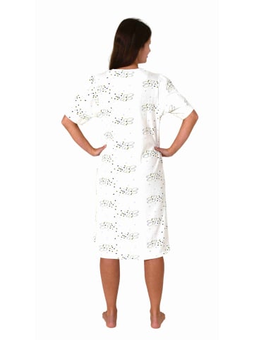 NORMANN Kurzarm Nachthemd Knopfleiste am Hals - 80145 in creme