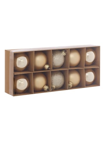 Atmosphera Créateur d'intérieur Set aus Glasornamenten GOLD, 10 Stück. in Gold, (B) 5,6 x (H) 7,5 x (L) 5,6 cm