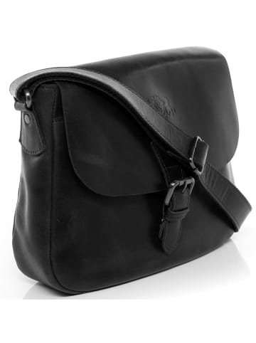 SID & VAIN Leder-Schultertasche Leder Umhängetasche YALE in schwarz