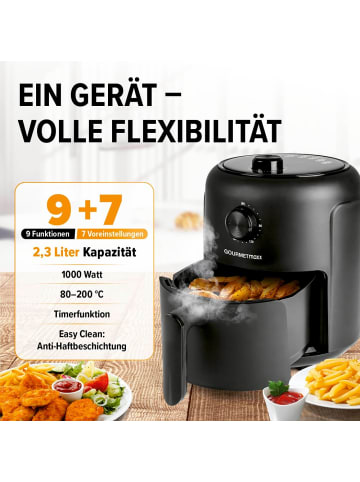 Gourmetmaxx GOURMETmaxx Heißluftfritteuse mit 2,3 l & 1000 Watt - inkl. Timer & 8 Funktione
