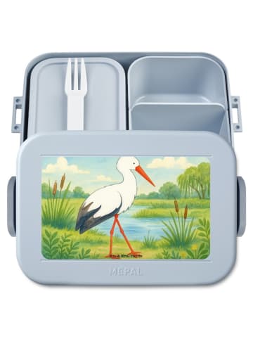 Mr. & Mrs. Panda Lunchbox Storch Design ohne Spruch in Blau Pastell