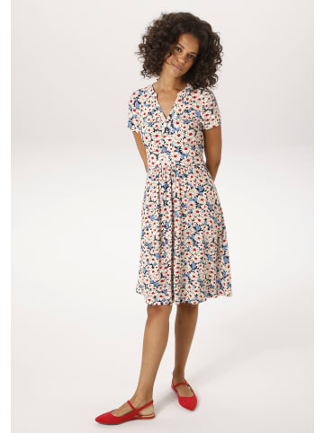 Aniston CASUAL Sommerkleid in wollweiß-jeansblau-rot-marine