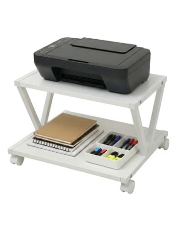 relaxdays Druckerständer in Weiß - (B)44 x (H)28 x (T)28 cm