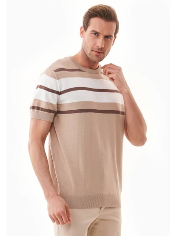 Organication T-Shirt "MOR15951" in Beige/Tieftaupe/Cremeweiß