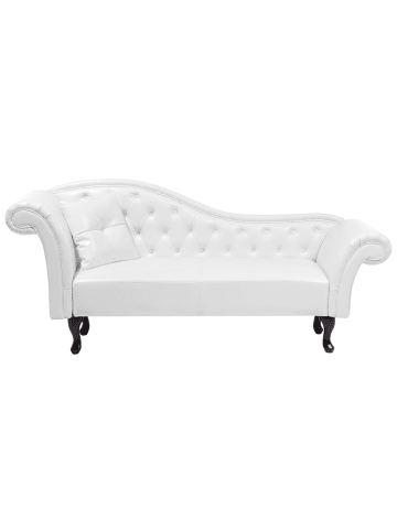 Beliani Chaiselongue LATTES in Weiß/Schwarz - (W) 188 x (H) 87 x (L) 59 cm linksseitig
