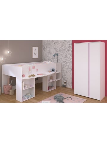 Parisot Kinderzimmer in weiß Set 2-tlg. mit Kleiderschrank und Hochbett 90x200