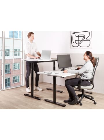 Beliani Höhenverstellbarer Schreibtisch DESTINAS in Weiß/Schwarz