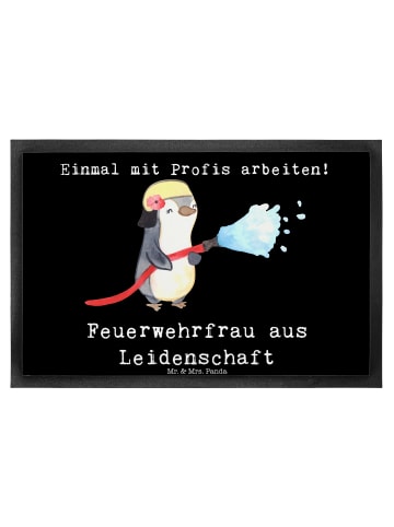 Mr. & Mrs. Panda Matte Feuerwehrfrau Leidenschaft mit Spruch in Schwarz