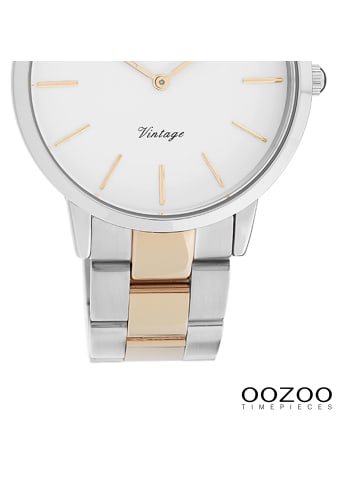 Oozoo Analog-Armbanduhr Oozoo Vintage Series silber, rosegold mittel (ca. 38mm)