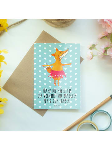 Mr. & Mrs. Panda babykarte Fuchs Ballerina mit Spruch in Türkis Pastell