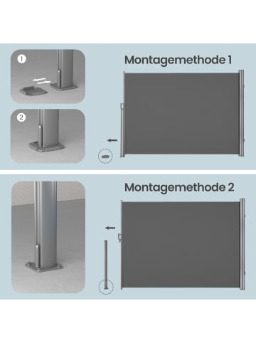 SONGMICS Seitenmarkise Sheld in Anthrazit - (B)400 x (H)160 cm