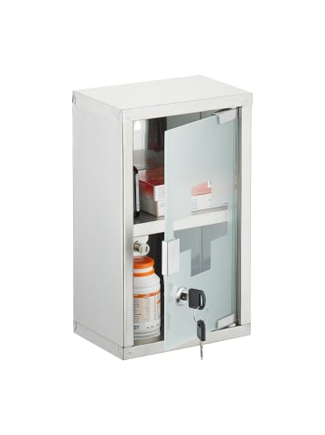 relaxdays Medizinschrank in Silber - (B)18 x (H)30 x (T)12 cm