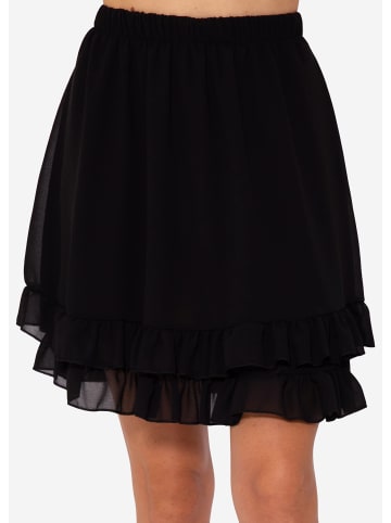 SASSYCLASSY Kurzer Volant-Rock mit floralem Print in schwarz