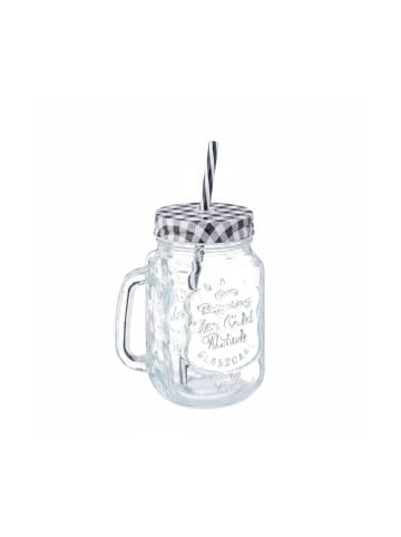 relaxdays 8 x Trinkglas in Transparent/ Schwarz - 500 ml