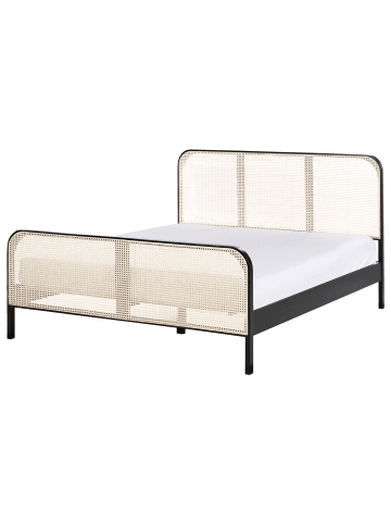 Beliani Doppelbett GONFARON in Schwarz/Braun - (W) 166 x (H) 108 x (L) 209 cm