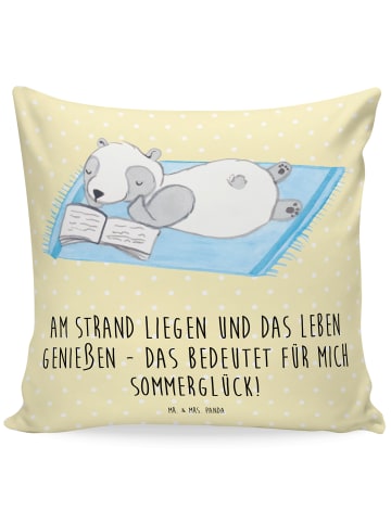 Mr. & Mrs. Panda Kissen 40x40 Sommerglück mit Spruch in Gelb Pastell
